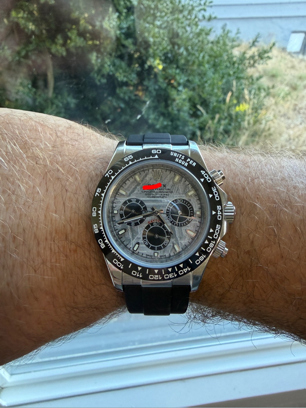 Daytona Mod Watch Chronograph With Oyster Flex Style Rubber Strap